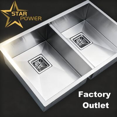 Qualität  STAR POWER Brushed Double-Bowl Handmade Kitchen Sink in 304 Stainless Steel Fabrik