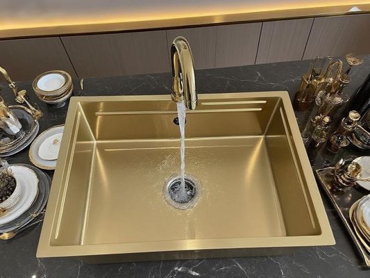 Guter Preis Luxuriöser, goldfarbener quadratischer Küchenspülbecken aus SUS304-Edelstahl mit effizientem Ablaufdesign Online
