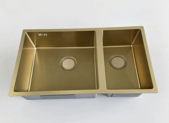 Guter Preis Gold-Doppelschüssel-Edelstahlwaschbecken     Anti-Flecken, langlebig, ideal für moderne Küchen Online