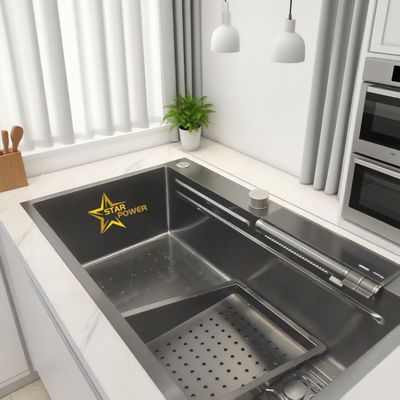 Guter Preis Unterbau-Spülbecken Grau Edelstahl-Spülbecken Trennwand 11kg Tragfähigkeit | Individuelle Beckentiefe verfügbar | Individuelle Stahlstärke verfügbar Online
