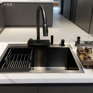 Premium Stainless Steel Kitchen Sink 900mm×550mm with Integrated Faucet and 1 Year Warranty