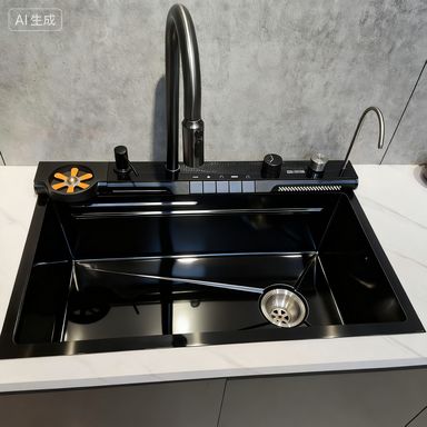 Premium Stainless Steel Kitchen Sink 900mm×550mm with Integrated Faucet and 1 Year Warranty