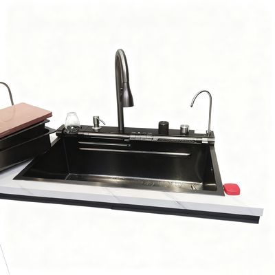 Premium Edelstahl Küchenspüle mit hohem Bogen Wasserhahn