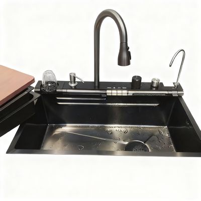 Premium Edelstahl Küchenspüle mit hohem Bogen Wasserhahn