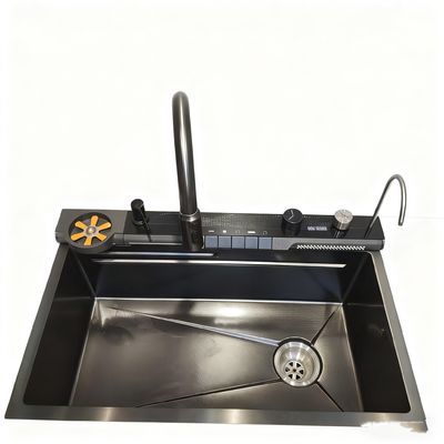 800mm Doppelbecken-Edelstahl-Küchenspüle-Set mit hohem Auslauf für moderne Küchen