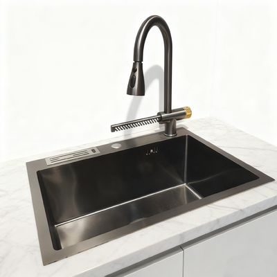 DeepMax Pro 10-Zoll extra tiefe Einzelbecken Edelstahl Küchenspüle mit gebürsteter Oberfläche und Schalldämpfungspads