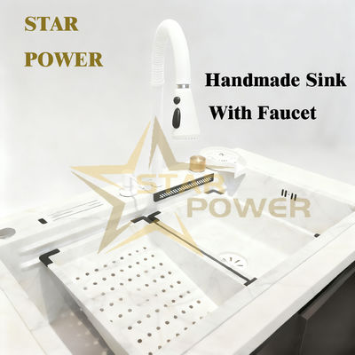 Präzisionsgeschnittenes Küchenspülbecken aus Edelstahl 304 mit einer Beckentiefe von 250-300 mm und einer Plattenstärke von 1,2-1,5 mm