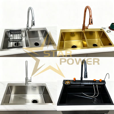 Guter Preis Premium 304/316 Edelstahl Küchenwaschbecken mit 250-300mm Schüssel Tiefe und 1,2-2,0mm Panel Dicke Online