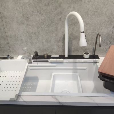 Handgefertigte Edelstahl Küchenspüle mit Lebensmittelqualität 304/316 Edelstahl 250-300mm Schüsseltiefe und 1,2-2,0mm Paneldicke