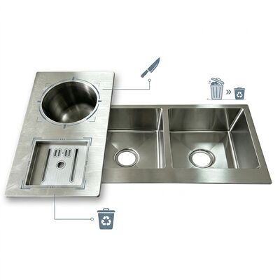 Guter Preis Flush Mount / Inset Küchenwaschbecken 304 Edelstahl Haupt- und Hilfsschüssel Küchenwaschbecken Gunmetal PVD Flush-Mount 600mm 9-Zoll-Tiefe Becken benutzerdefinierte Beckentiefe verfügbar benutzerdefinierte Stahlmessung verfügbar Online