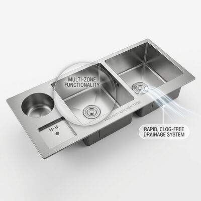 Qualität Aufsatzspüle / Einbauspüle 18 Gauge 304 Edelstahl Doppelbecken Spüle Matt Oberfläche Aufsatzspüle 1000mm 300mm Extra-Tiefe Spülbecken | Individuelle Spülbeckentiefe verfügbar | Individuelle Stahlstärke verfügbar Fabrik