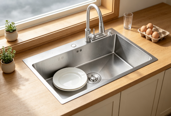 Qualität 18-Gauge 304 SS Einzelbecken Spülbecken Gebürstet Unterbau 1000mm 300mm Extra-Tiefe Spülkammer Fabrik