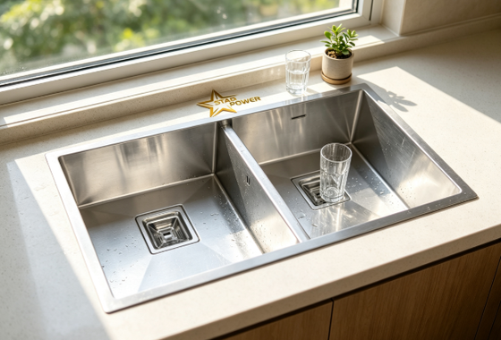 Qualität Lebensmittelqualität 304 SS Haupt- und Hilfsschüssel Küchenwaschbecken Gold-Toned Flush-Mount 900mm 250mm Tiefenbecken Fabrik