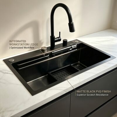 Guter Preis Verchromtes Einzelbecken-Küchenspülbecken aus Edelstahl 316, Unterbaubecken, 900 mm, 250 mm tiefes Becken Online