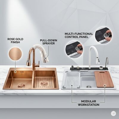 Guter Preis Honeycomb Nano Coating Scratch-Proof Easy-Clean 304 Stainless Steel Kitchen Sink Double Bowl 800mm 250mm Deep Online
