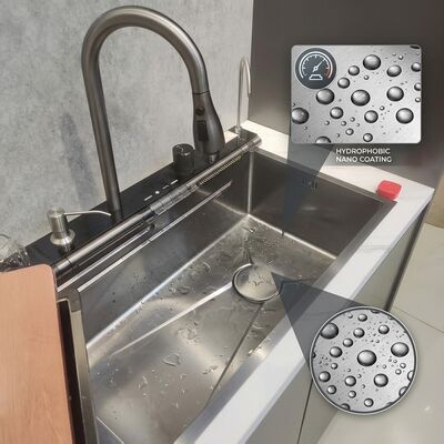 Guter Preis Bionic Lotus Leaf Nano Oleophobic Handmade 316 Stainless Steel Kitchen Sink Single Bowl 700mm 220mm Deep Basin Online