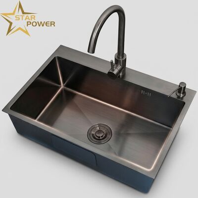 Guter Preis SUS304 Edelstahl Küchenspüle mit Gunmetal PVD-Beschichtung und 10 Zoll extra tiefem Becken Online