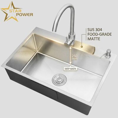 Guter Preis Lebensmittelechter 304 Edelstahl Doppelspülbecken mit matter Oberfläche und 250 mm tiefem Becken Online