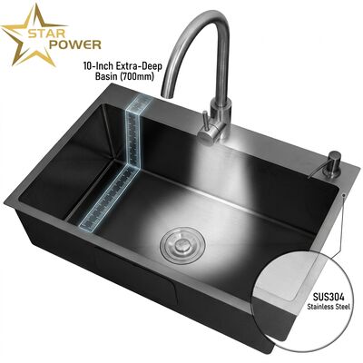Guter Preis 316 Edelstahl gleich Doppelschüssel Küchenspüler Nano-beschichtet Drop-In 800mm 220mm Tiefe Becken Online