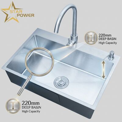 Guter Preis 316 Edelstahl Doppelschale Küchenspüler mit 220 mm Tiefenbecken und Top-Mount Design Online