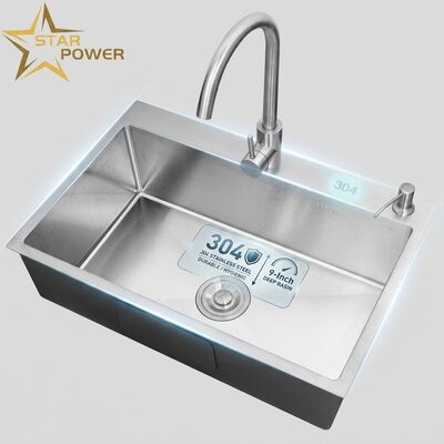 Guter Preis 304 Edelstahl Küchenwaschbecken mit Chrombeschichtung und 9-Zoll-Tiefe Unterwäsche Online