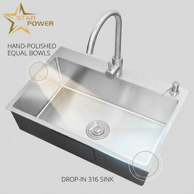 Guter Preis SUS304 Edelstahl gleich Doppelschüssel Küchenspüler Handpoliert Drop-In 700mm 10-Zoll Extra-Tiefe Becken Online