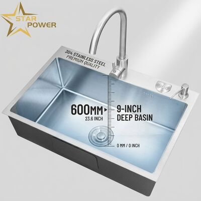 Guter Preis 304 Edelstahl Doppelspülbecken Spülbecken Polierte Aufsatzspüle 600mm 9 Zoll tiefe Becken Online