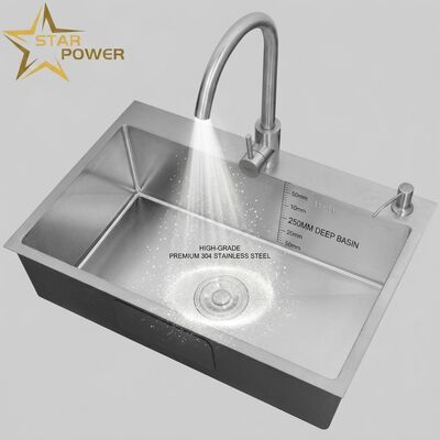 Guter Preis Top-Mount / Drop-in Küchenwaschbecken Lebensmittelqualität 304 SS Doppelschale Küchenwaschbecken poliert Top-Mount 900mm 250mm Tiefe Becken benutzerdefinierte Beckentiefe verfügbar benutzerdefinierte Stahlmessung verfügbar Online