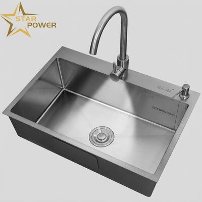 Guter Preis Flush Mount / Inset Küchenwaschbecken 304 Edelstahl Haupt- und Hilfsschüssel Küchenwaschbecken Gunmetal PVD Flush-Mount 600mm 9-Zoll-Tiefe Becken benutzerdefinierte Beckentiefe verfügbar benutzerdefinierte Stahlmessung verfügbar Online