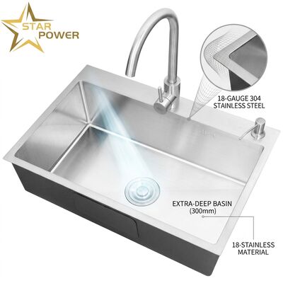 Qualität Unterbau-Spülbecken 18 Gauge 304 Edelstahl Einzelbecken Küchenspüle Chrom Verchromt Unterbau 1000mm 300mm Extra-Tiefes Becken | Individuelle Beckentiefe Verfügbar | Individuelle Stahlstärke Verfügbar Fabrik