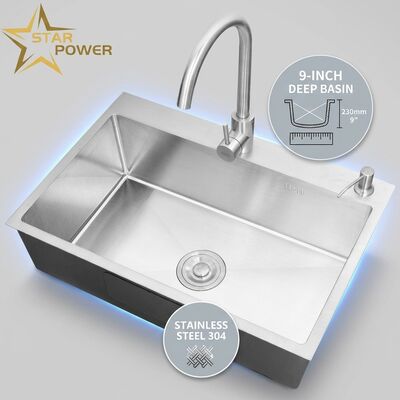 Qualität Top Mount / Drop-in Küchenwaschbecken 304 Edelstahl Doppelschüssel Küchenwaschbecken Matte Oberfläche Top Mount 600mm 9 Zoll tiefe Becken benutzerdefinierte Beckentiefe verfügbar benutzerdefinierte Stahlmessung verfügbar Fabrik