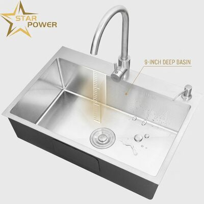 Guter Preis 304 Edelstahl gleich Doppelschüssel Küchensink Nano-beschichtet Drop-In 600mm 9 Zoll tiefe Becken Online