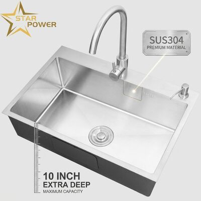 Qualität Aufsatzspüle / Einbauspüle Küchenspüle SUS304 Edelstahl Gleichgroße Doppelbecken Küchenspüle Handpoliert Einbau 700mm 10-Zoll Extra-tiefer Becken | Individuelle Beckentiefe verfügbar | Individuelle Stahlstärke verfügbar Fabrik