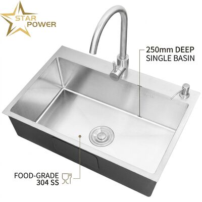 Guter Preis Lebensmittelqualität 304 SS Einfachschüssel Küchenwaschbecken Bürste Unterberg 900 mm 250 mm Tiefenbecken Online