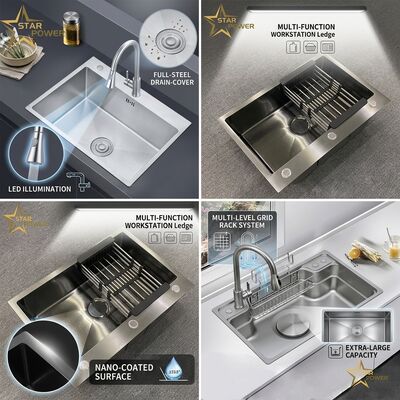 Guter Preis Bürste 304 Edelstahl 18 Gauge Unterbau Küchenarbeitsplatz Waschbecken, Einzelschüssel X Rille Schnellabfluss Design Online