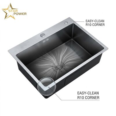 Guter Preis 16 Gauge 304 Edelstahl Spülbecken mit tiefem Einzelbecken, Aufsatzspülbecken, 30x18 Zoll, 10 Zoll Beckentiefe, gebürstetes Finish Online