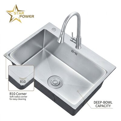 Guter Preis 25x22 Zoll Drop-in Küchenwaschbecken 304 Edelstahl Einzelschüssel 18 Gauge Nano Antibakterielle Beschichtung Online