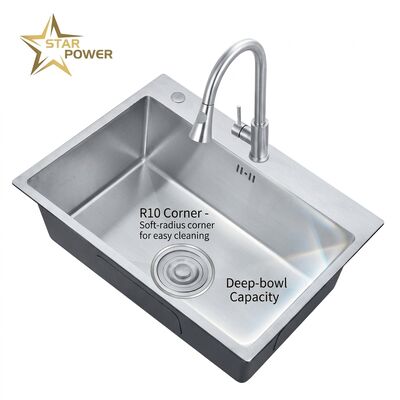 Qualität Nano Black 31x20 Undermount Handmade Kitchen Sink SUS304 Single Bowl 18 Gauge Fabrik