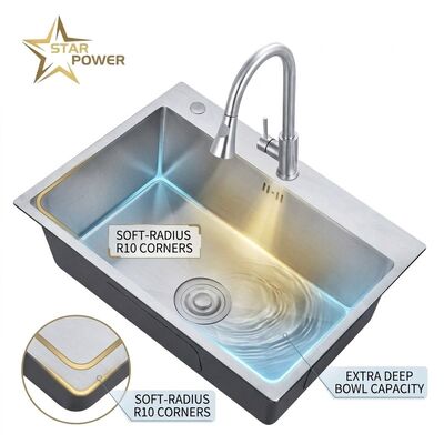 Guter Preis 25 Inch Drop-In Laundry Utility Sink Single Bowl 20 Gauge with Overflow Drain Online