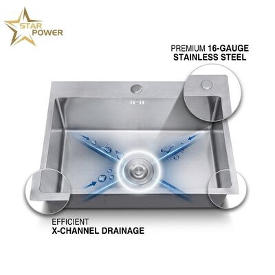 Qualität 30 Inch Overmount Single Bowl Kitchen Sink 18 Gauge with Integrated Drainboard Fabrik