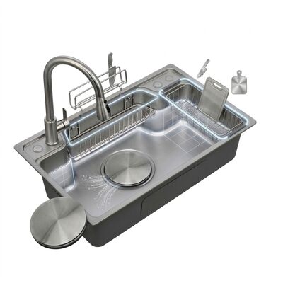 Qualität 30 Inch Farmhouse Apron Front Double Bowl Kitchen Sink 60/40 16 Gauge with Bottom Grids Fabrik